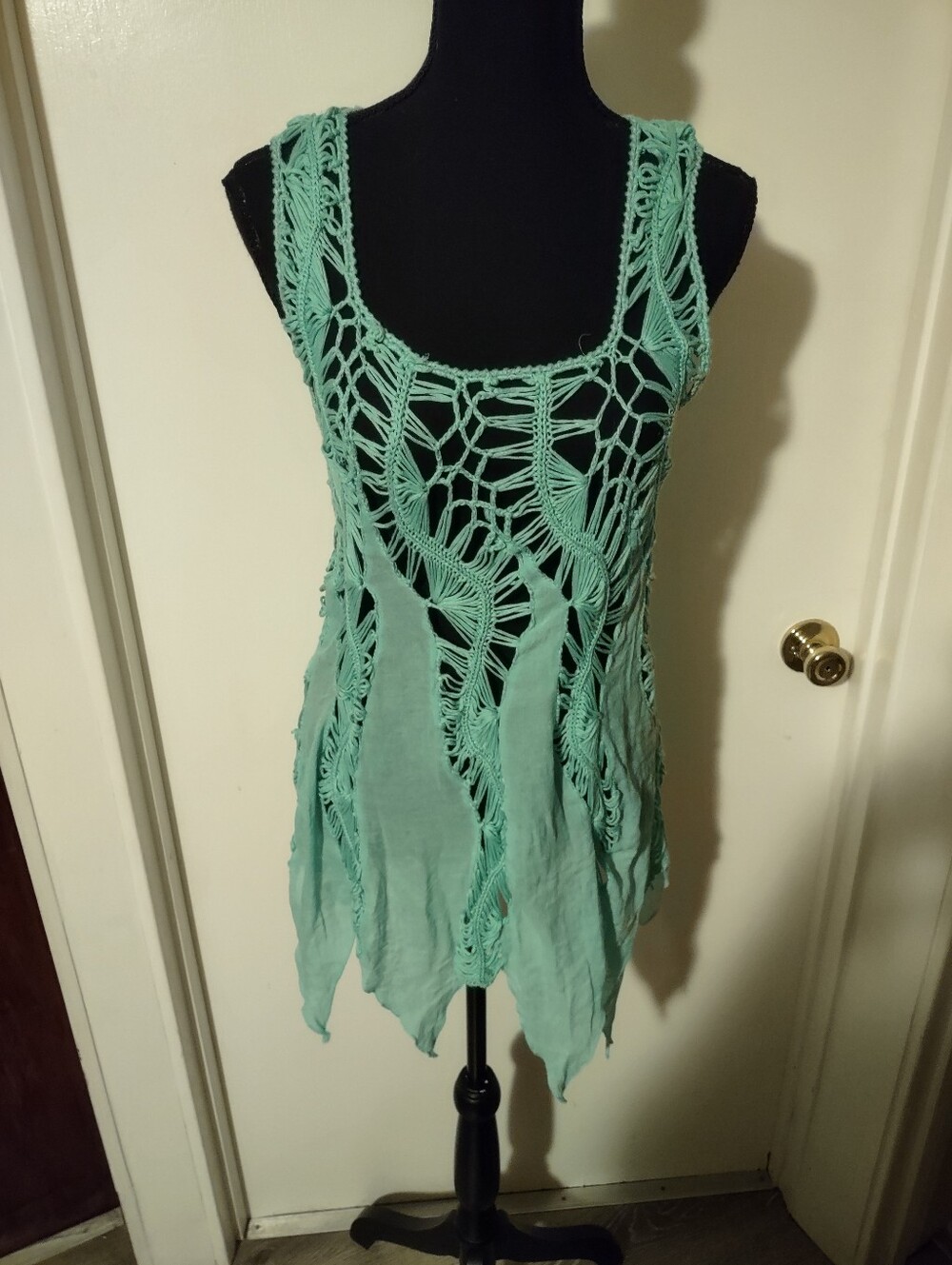 Mermaidcore Boho Blue Green Crochet Top - Picture 9 of 16